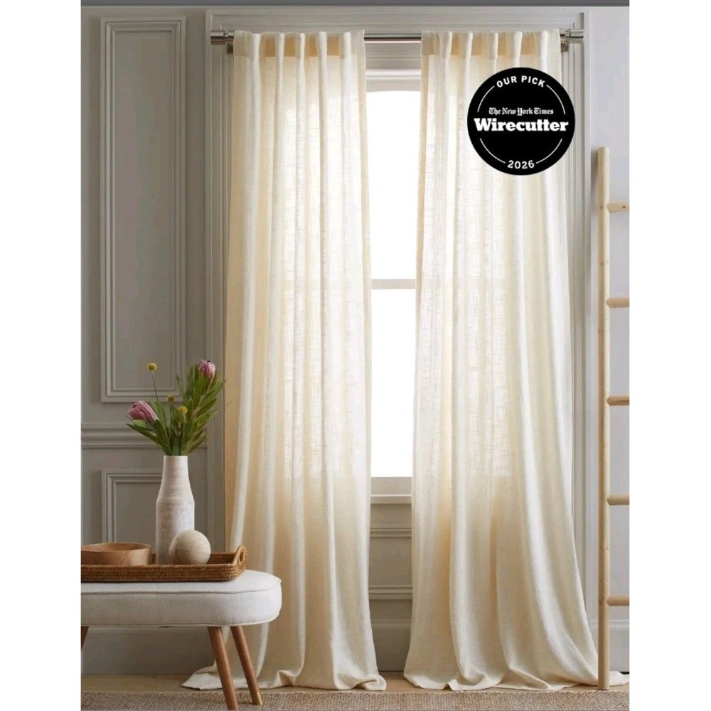 Quince 100% Cotton Sheer Curtains Set of 2 48" X 84" Cream NEW! Open Box $89